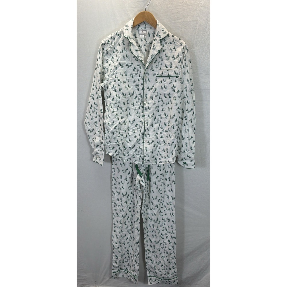 Men's Petite Plume Green Tree Holiday Pajama Set Flannel Lounge Christmas Sz XS